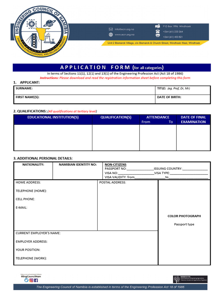 Ecn Application Form | PDF | Engineer | Notary Public
