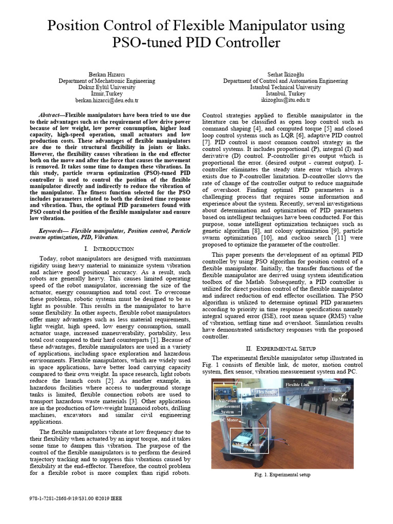 PSO-Tuned PID Control for Flexible Manipulators | PDF | Control Theory ...