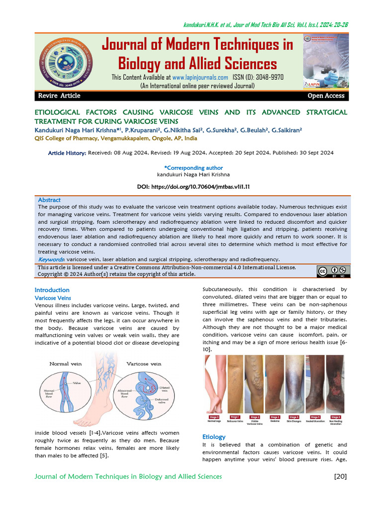 Etiological Factors Causing Varicose Veins and Its | PDF | Varicose ...