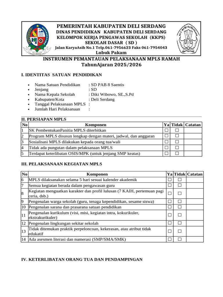 Panduan MPLS Ramah di SD PAB 8 Saentis | PDF