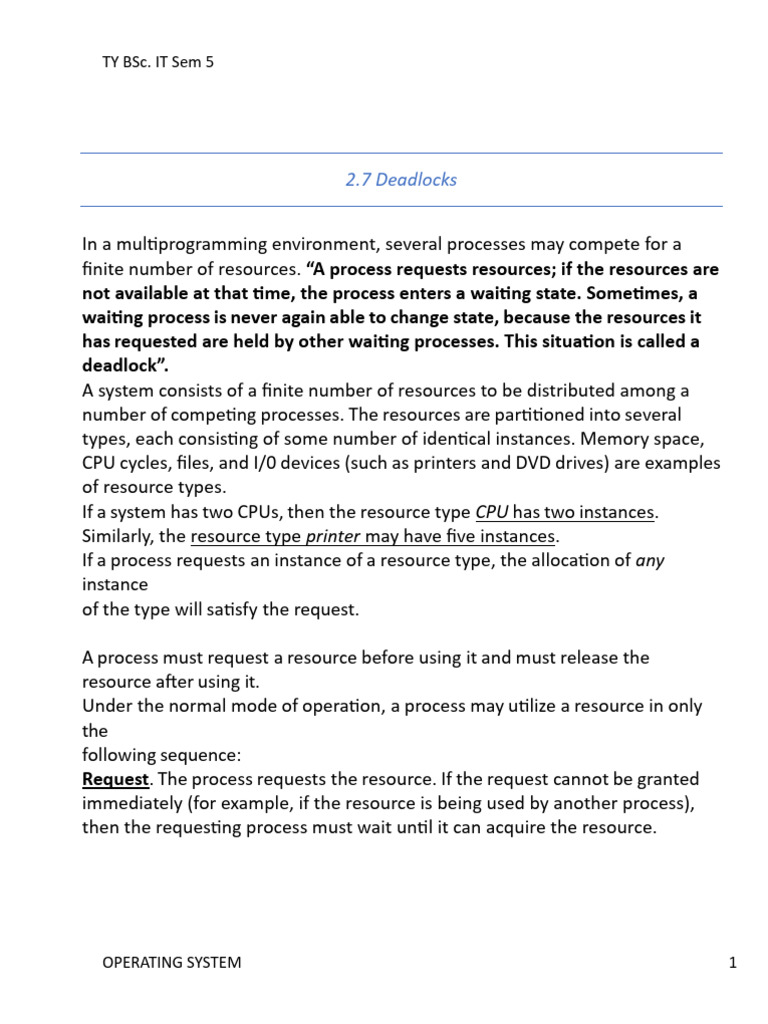 Understanding Deadlocks in Operating Systems | PDF | Federal Preemption ...