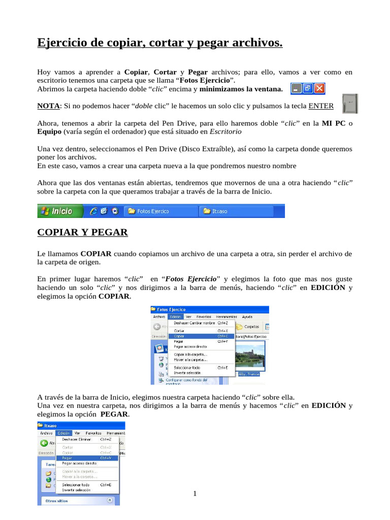 Ejercicio Copiar, Cortar Pegar | PDF | Archivo de computadora | Software