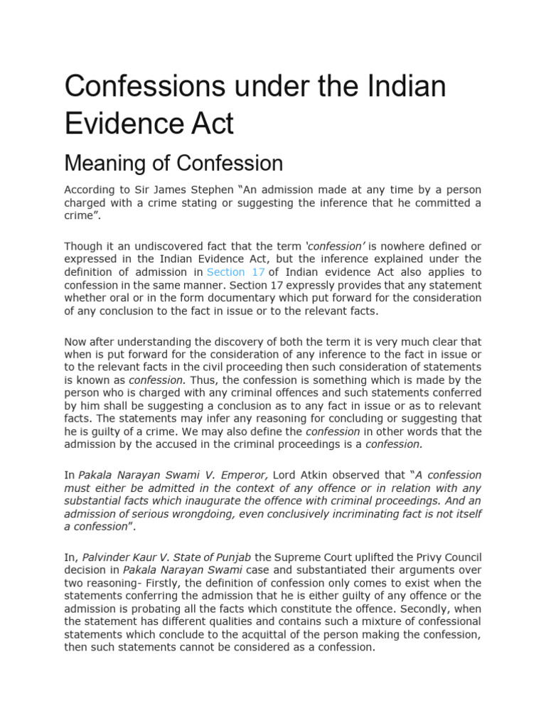 Understanding Confessions in Law | PDF | Confession (Law) | Evidence (Law)
