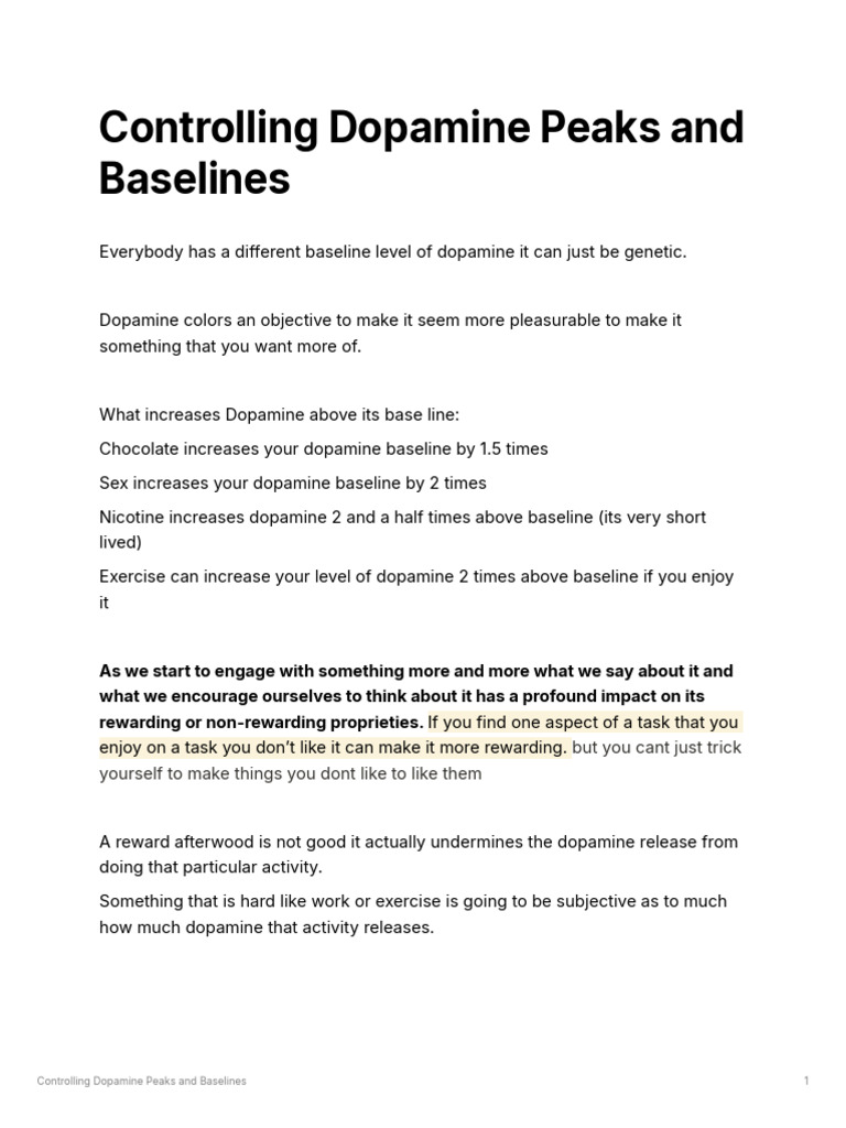 Controlling Dopamine Peaks and Baselines | PDF | Dopamine | Pleasure
