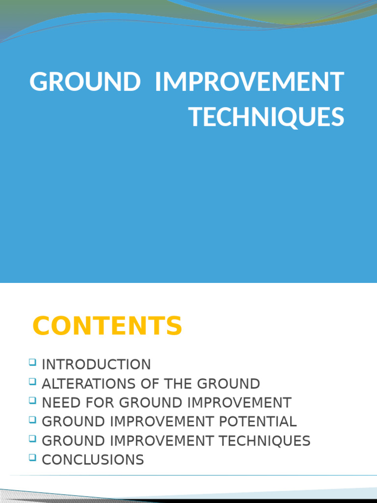 Ground Improvement Techniques Overview | PDF | Deep Foundation | Soil ...