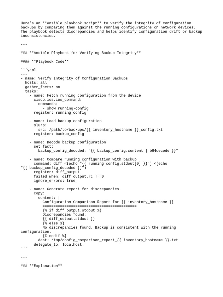 Ansible Playbook for Cisco Backup Check | PDF | Computing | Computer ...