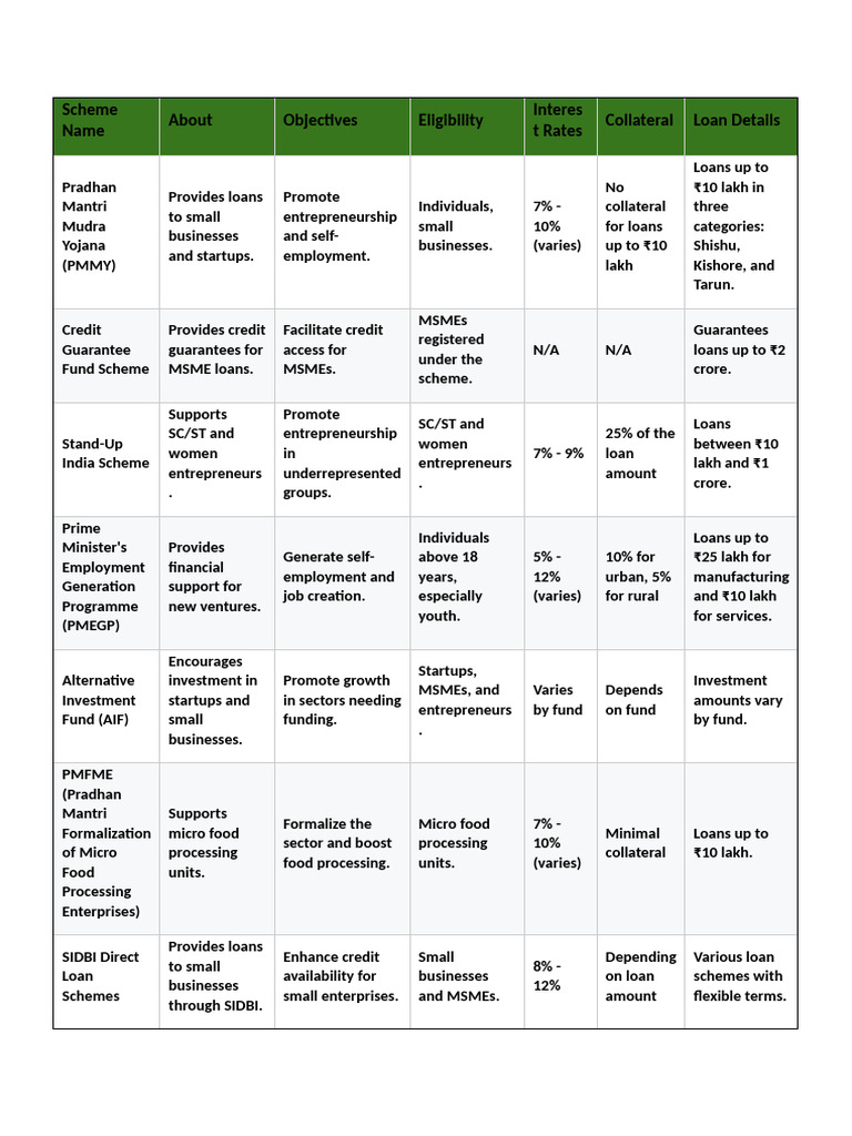 Indian Government Loan Schemes Overview | PDF | Loans | Credit