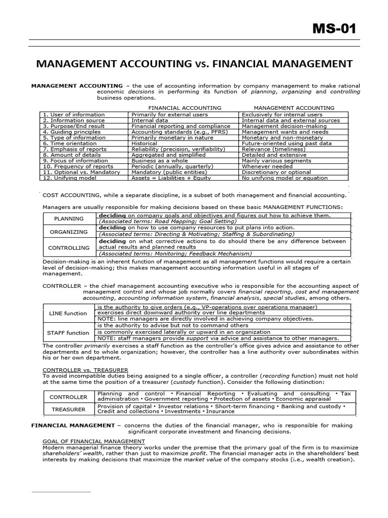 Management vs. Financial Accounting Guide | PDF | Linear Regression ...