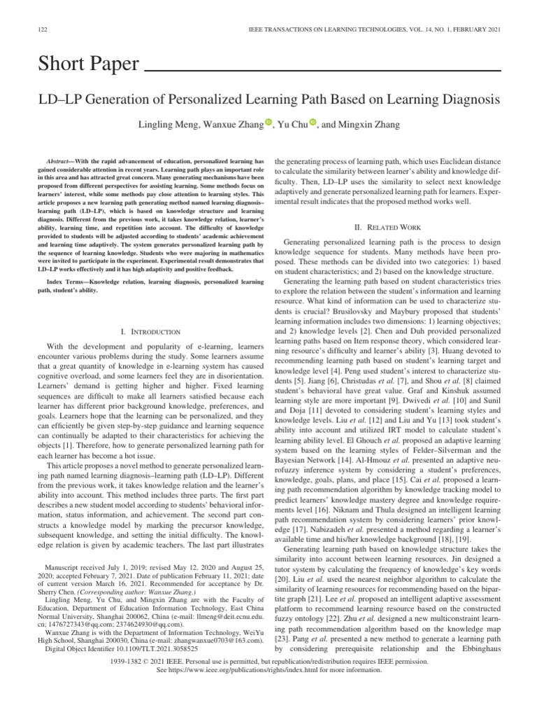 LD-LP: Personalized Learning Path Generation | PDF | Learning | Knowledge