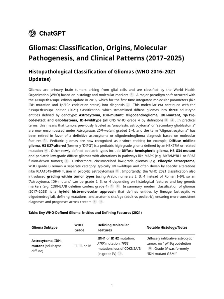Glioma Classification Updates 2021 | PDF | Glioma | Astrocyte