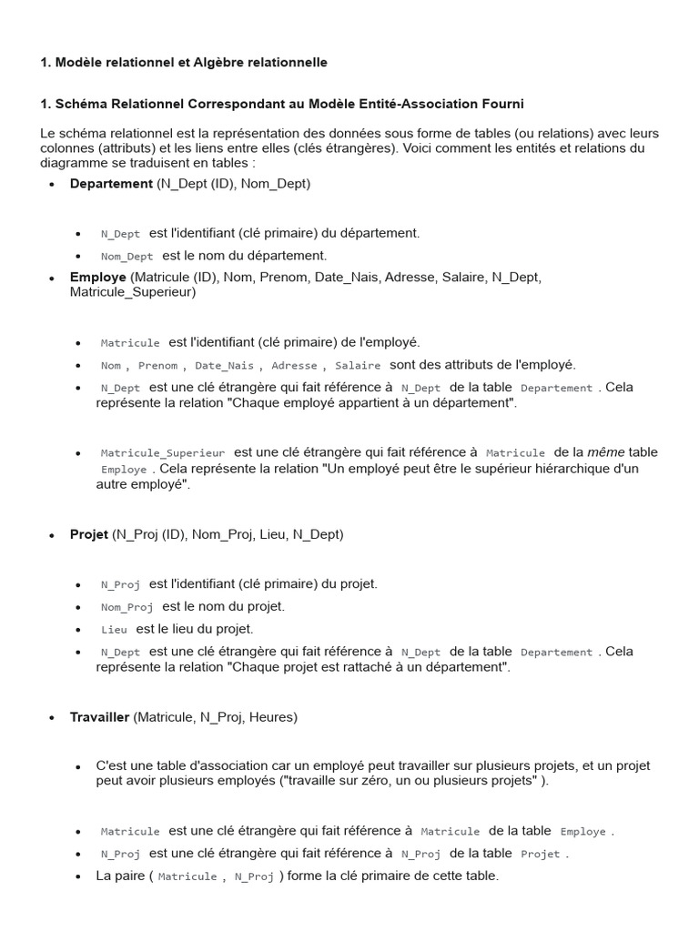 Modèle Relationnel et Algèbre Relationnelle | PDF | Base de données ...