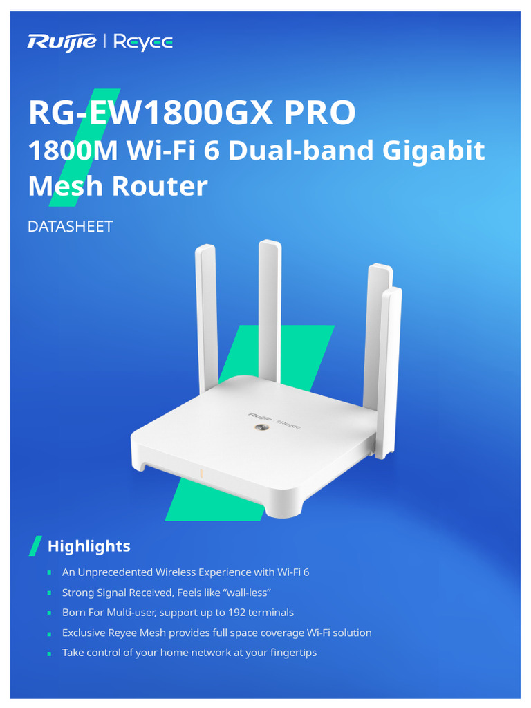 RG-EW1800GX Pro Router Overview | PDF | Wi Fi | Ieee 802.11