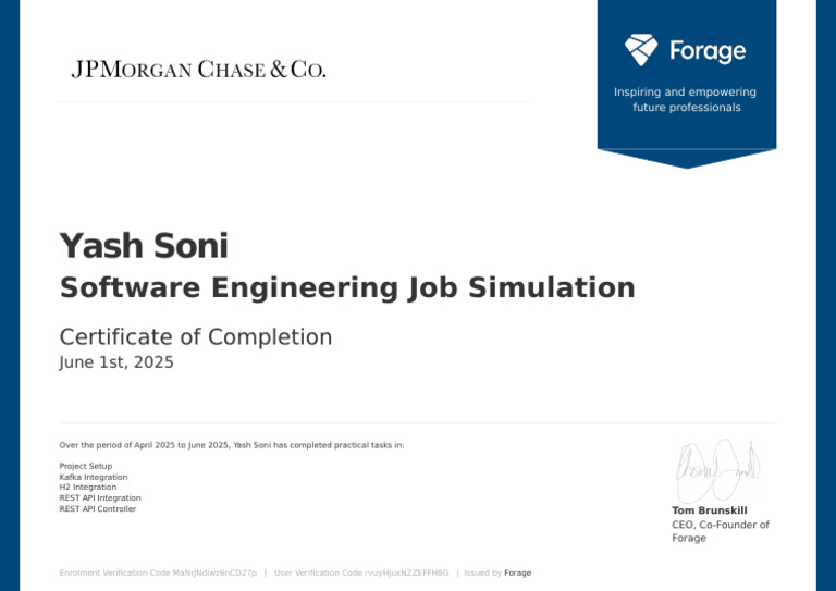 Yash Soni Software Engineering Certificate | PDF