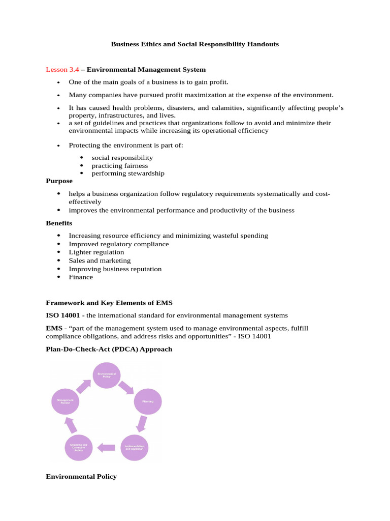 Business Ethics and Social Responsibility Handouts | PDF | Corporate ...
