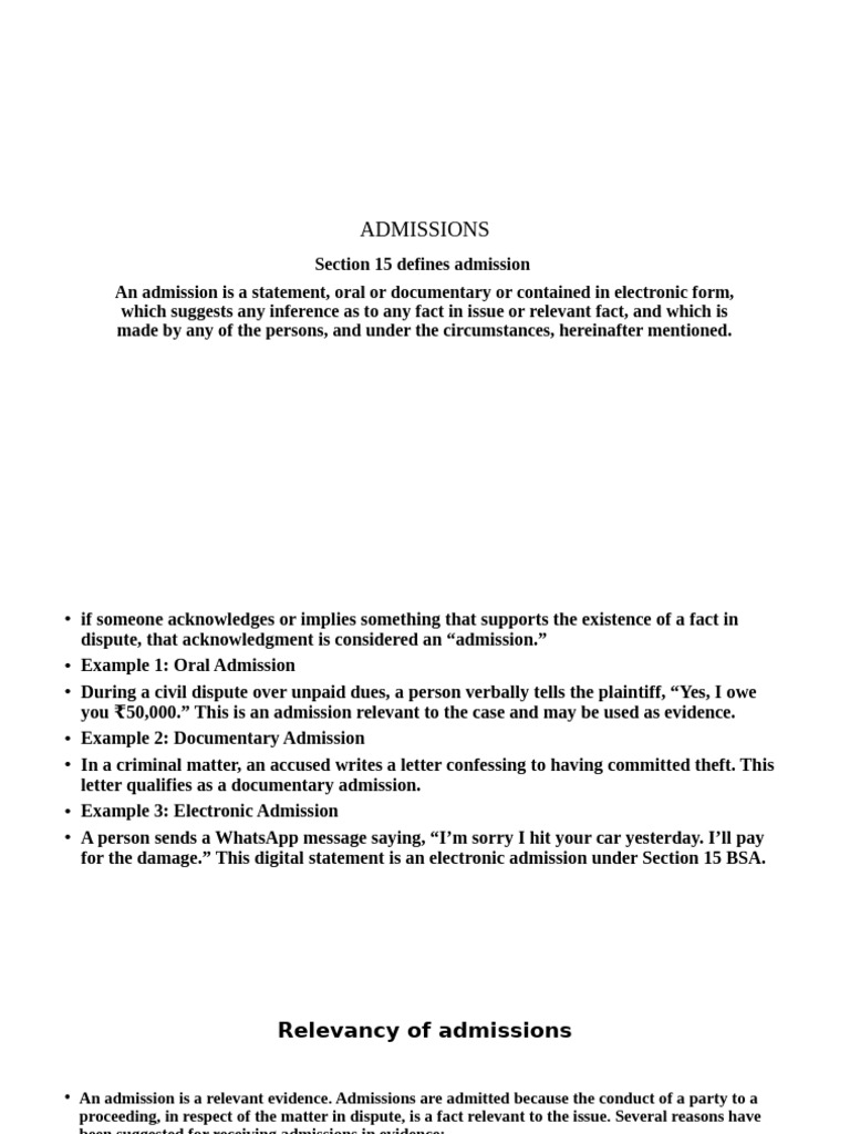 Understanding Legal Admissions and Evidence | PDF | Confession (Law ...