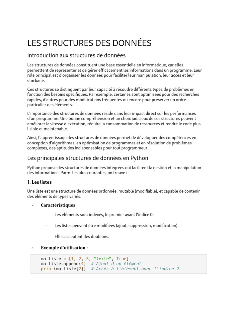 Structures de données en Python | PDF | Python (Langage de ...