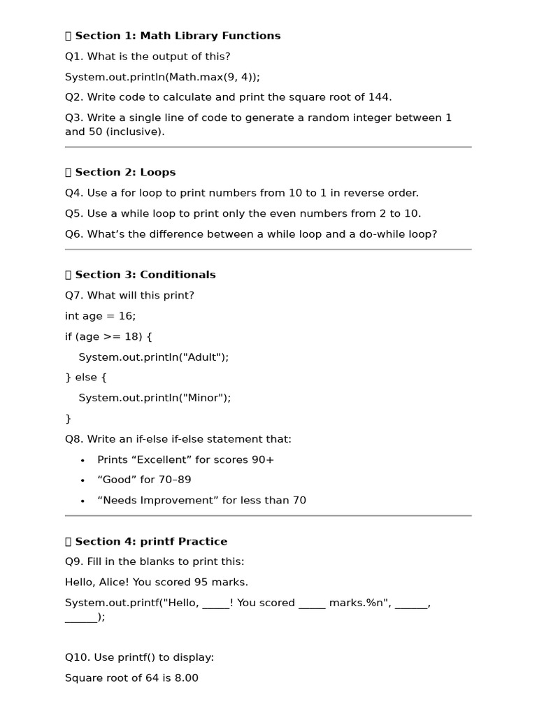 Java Programming Basics: Functions & Loops | PDF