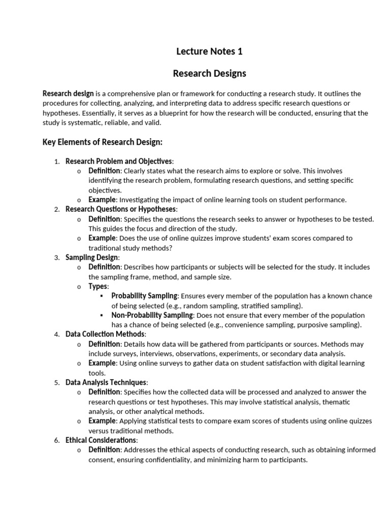 Key Elements of Research Design | PDF | Research Design | Sampling ...