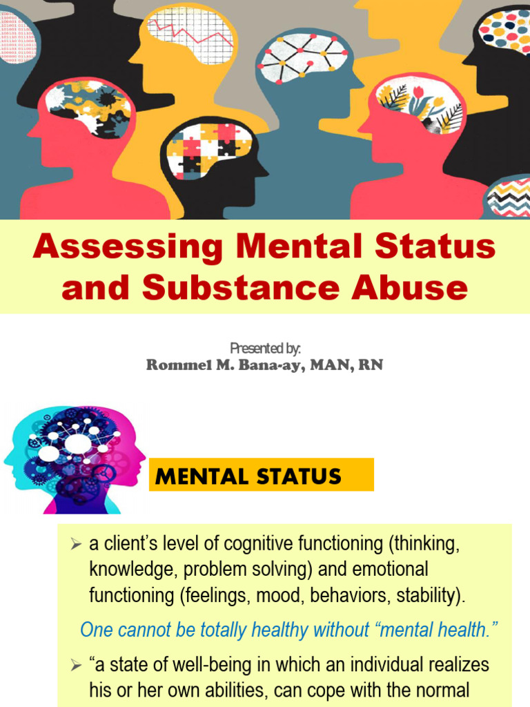 Mental Status and Substance Abuse Assessment | PDF | Mental Disorder ...