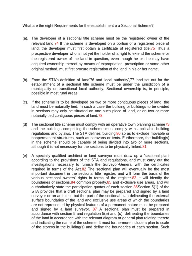 Sectional Title Scheme Requirements | PDF | Property | Leasehold Estate