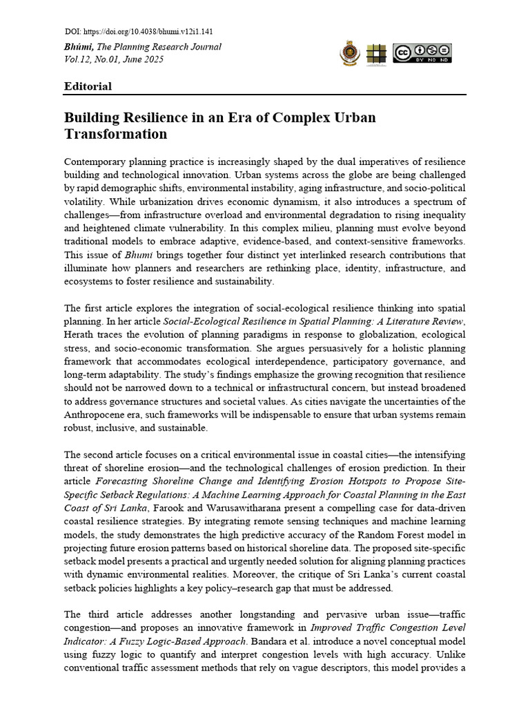 Building Resilience in An Era of Complex Urban Transformation | PDF ...