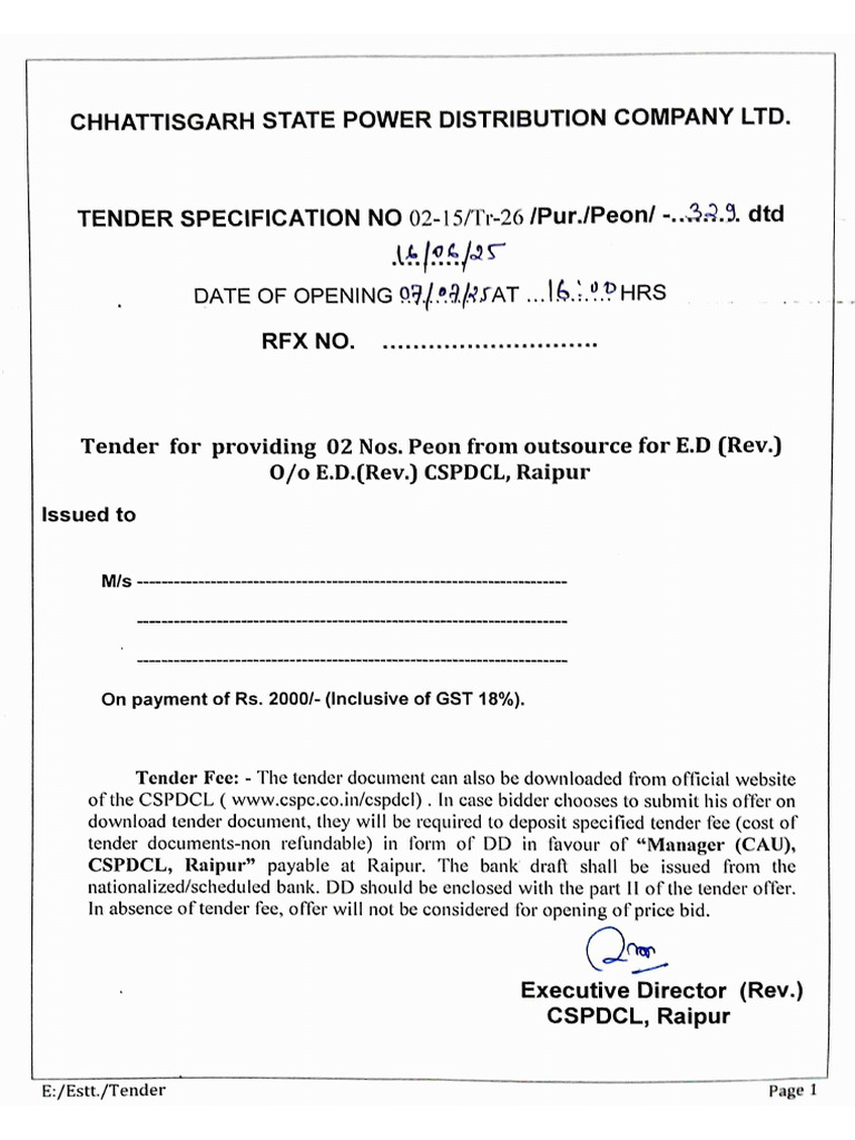 Tender Doc Td85100 | PDF