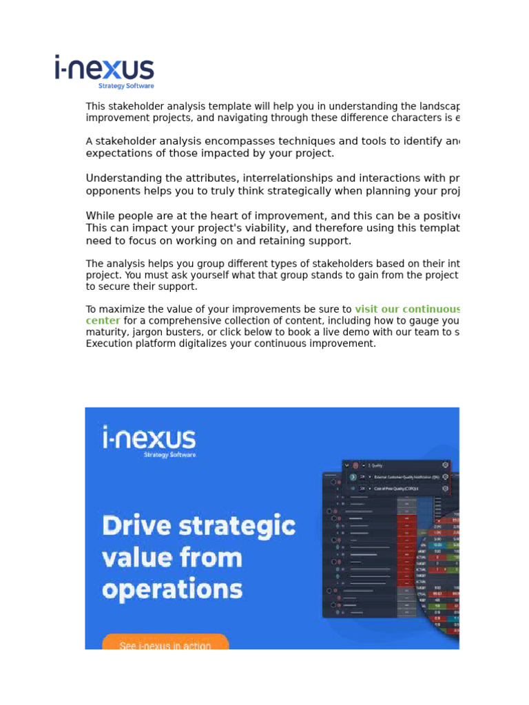 Stakeholder Analysis Template Guide | PDF | Business