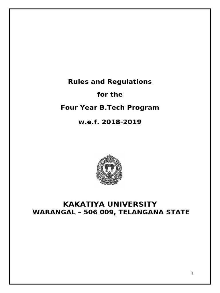 Rules Regulations of BTech Program KU | PDF | University And College ...
