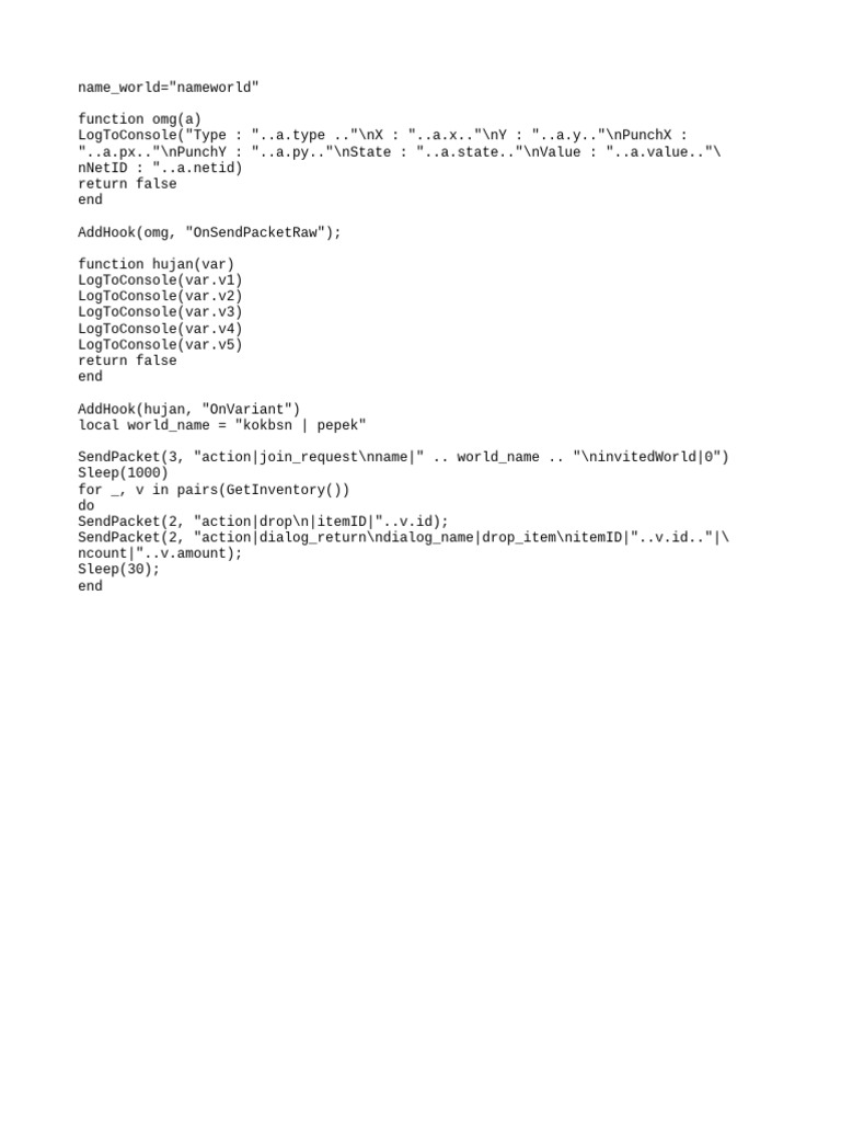 Lua Script for Game Packet Handling | PDF