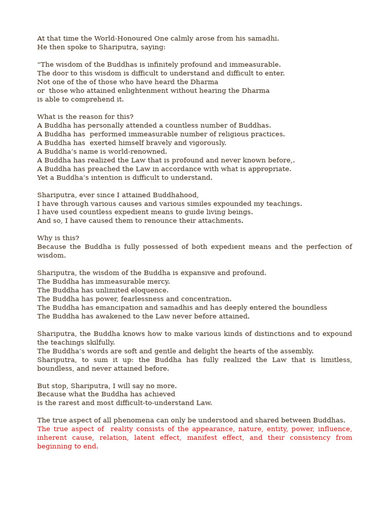 Insights from Lotus Sutra Chapter 2 | PDF