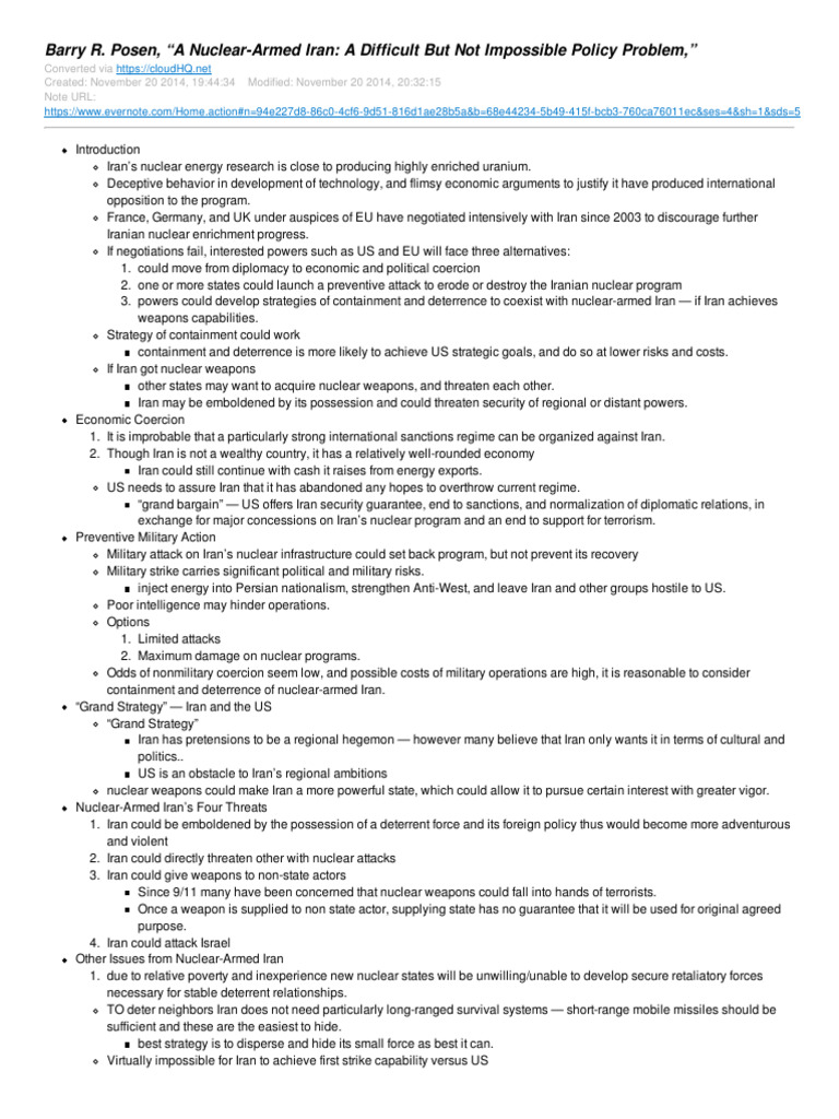 Strategies for a Nuclear-Armed Iran | PDF | Crime & Violence ...