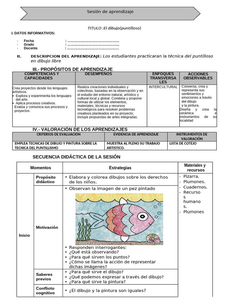 Sesion Arte y Cultura 2024 | PDF | Aprendizaje | Dibujo