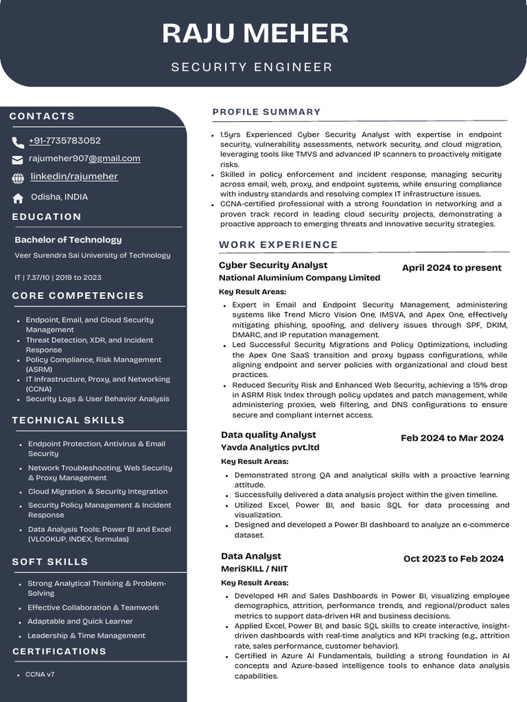 Cyber Security Analyst with CCNA Expertise | PDF | Security | Computer ...
