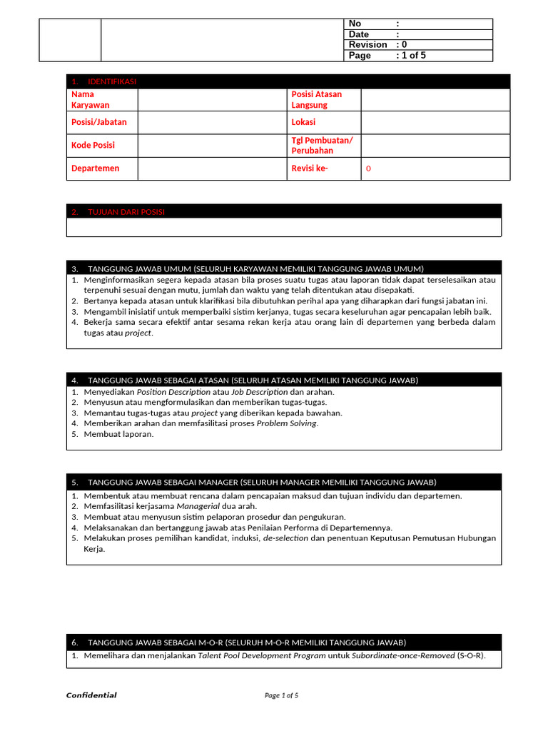 Format Job Description Karyawan | PDF