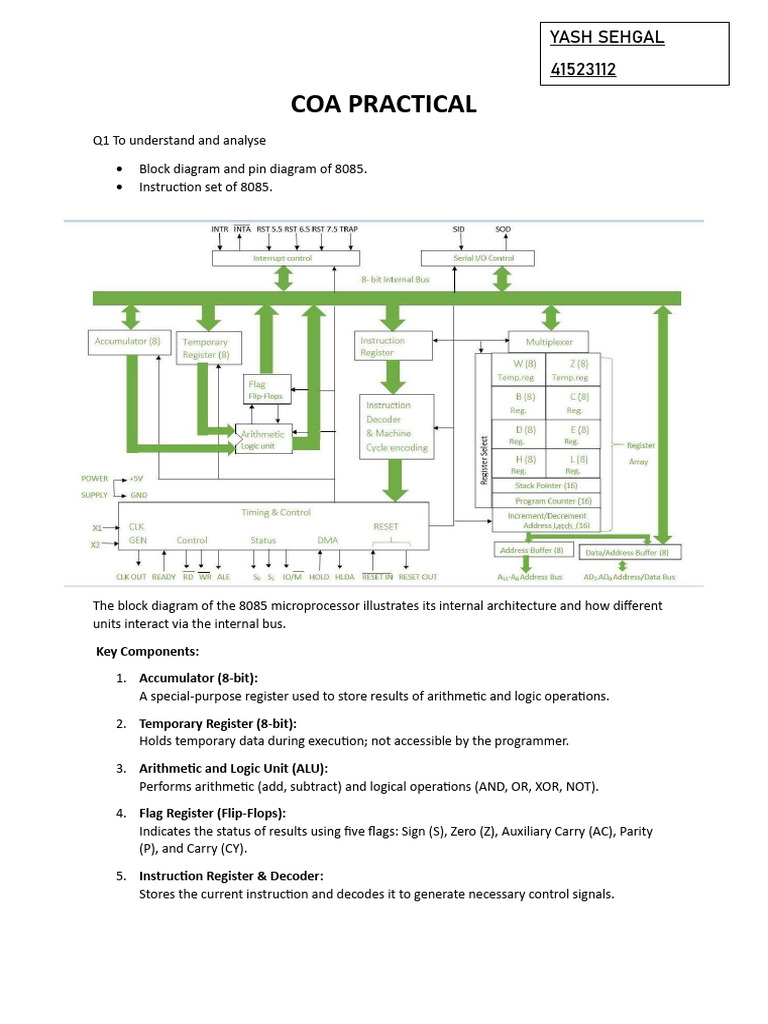 8085 Microprocessor Architecture & Instructions | PDF | Subtraction ...