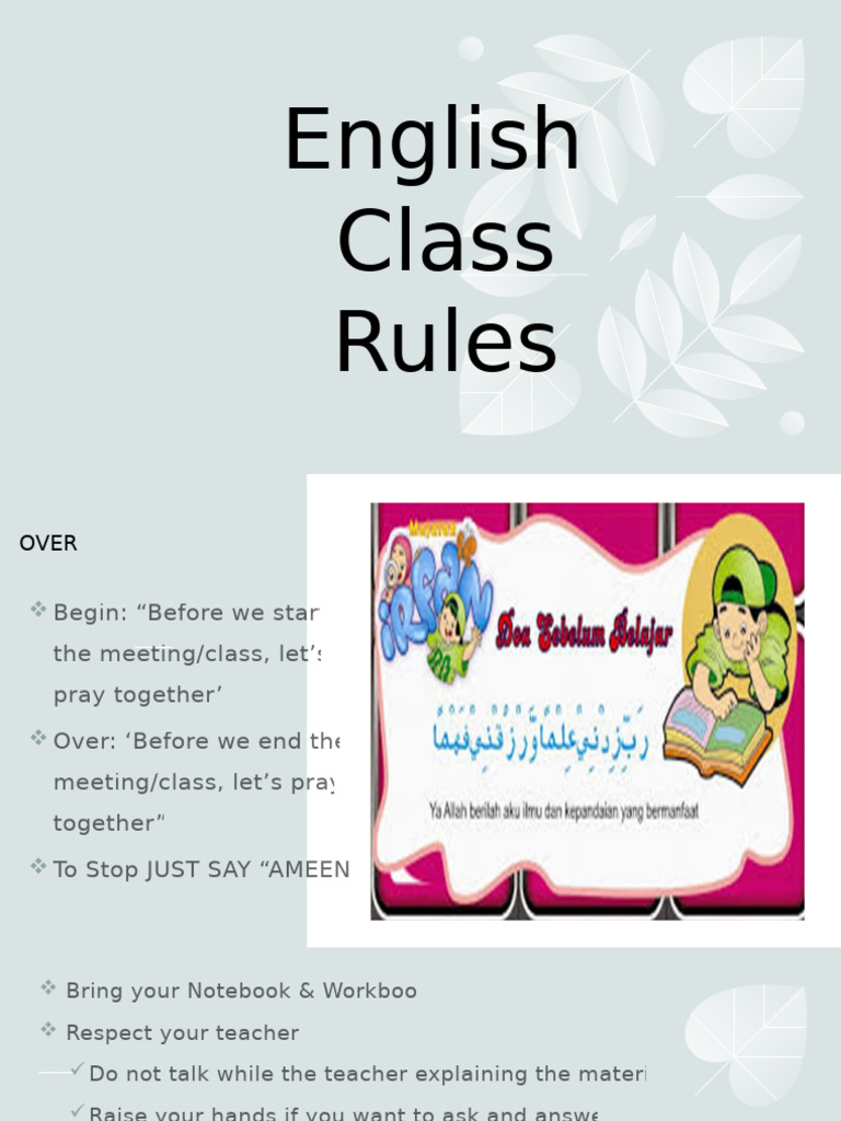 English Class Rules Pdf