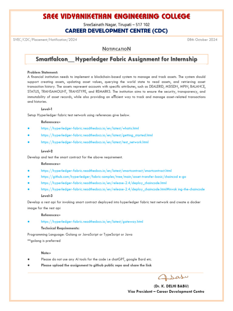 Smartfalcon - Campus Hiring - 2025 Batch - SVEC - Notification | PDF |  Software Development | Software Engineering