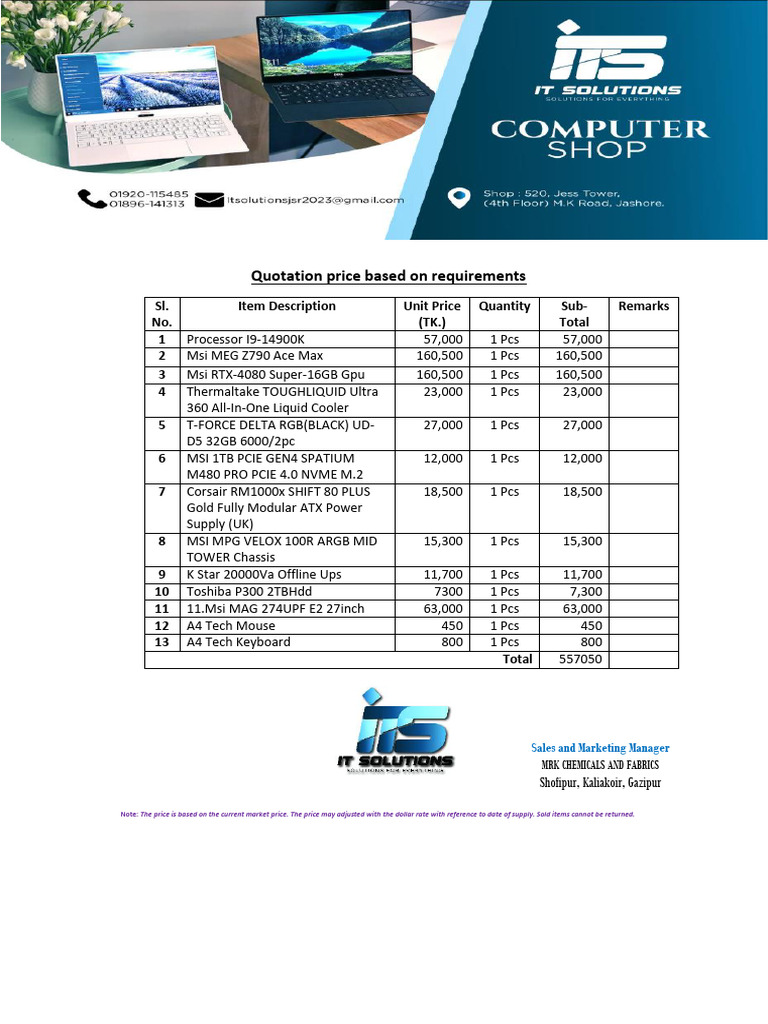 Quotation for Computer Components Pricing | PDF | Personal Computers ...