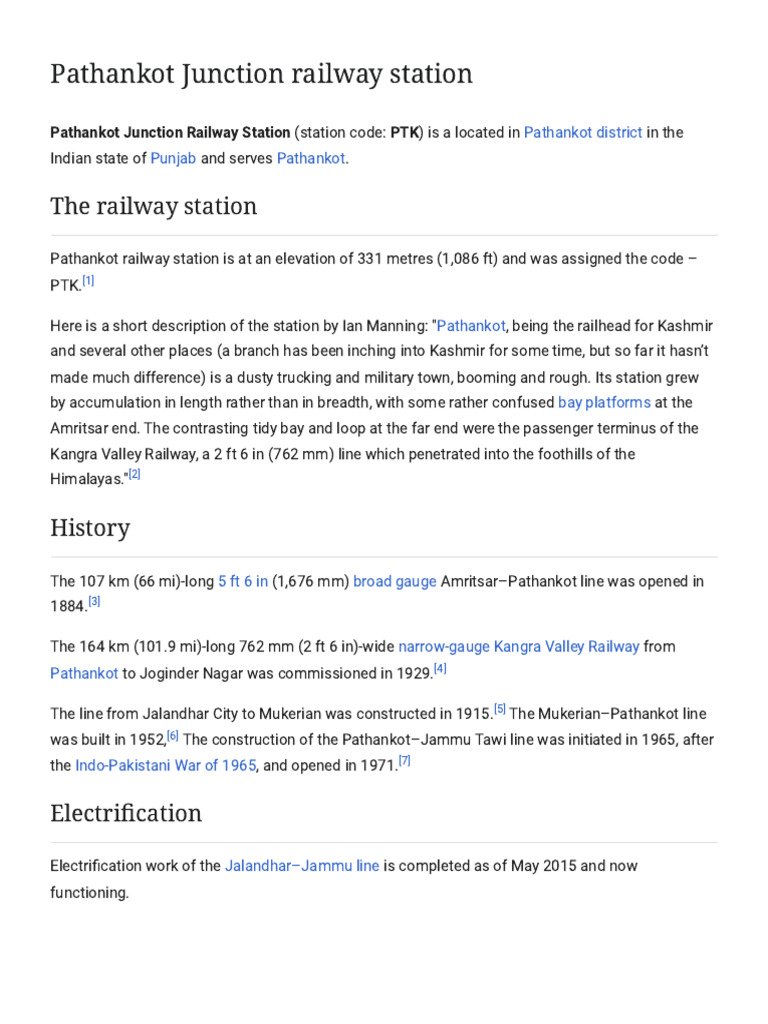 Pathankot Junction Railway Station Overview | PDF | Rail Transport ...