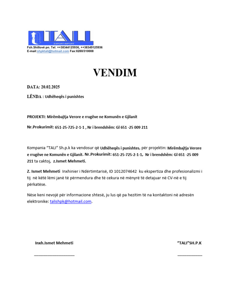Vendim 01.2025 | PDF