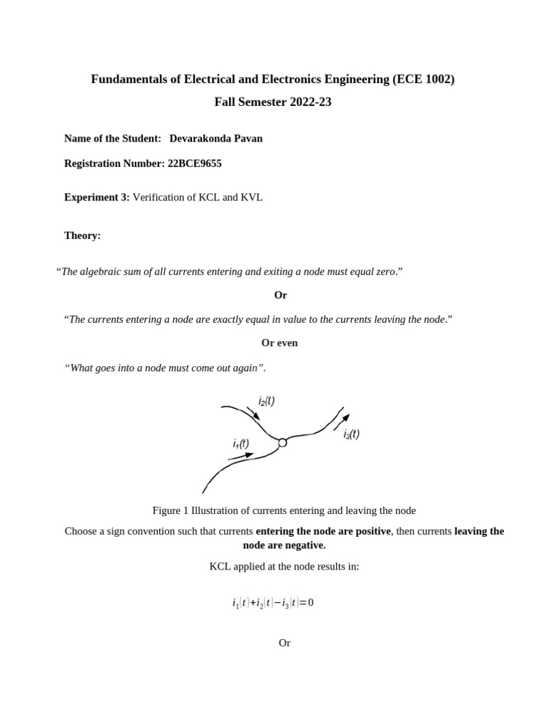 Verify KCL and KVL in ECE Experiment | PDF | Voltage | Physical Quantities