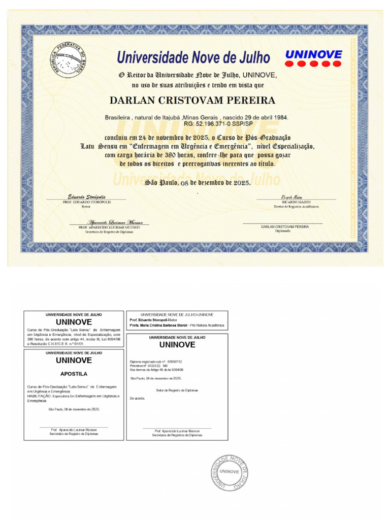Diploma-Uninove-SUPERIOR - DARLAN | PDF