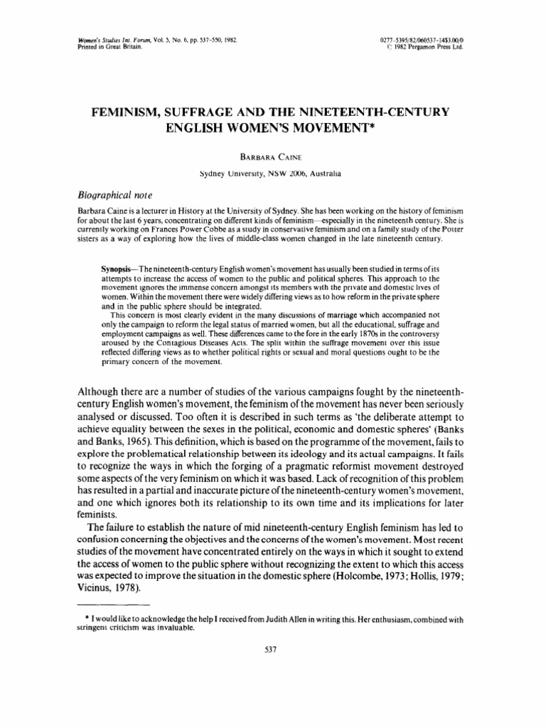 Feminism, Suffrage and The Nineteenth-Century English Women's Movement ...