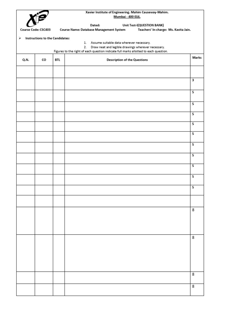 Database Management System Question Bank | PDF | Databases | Data Analysis