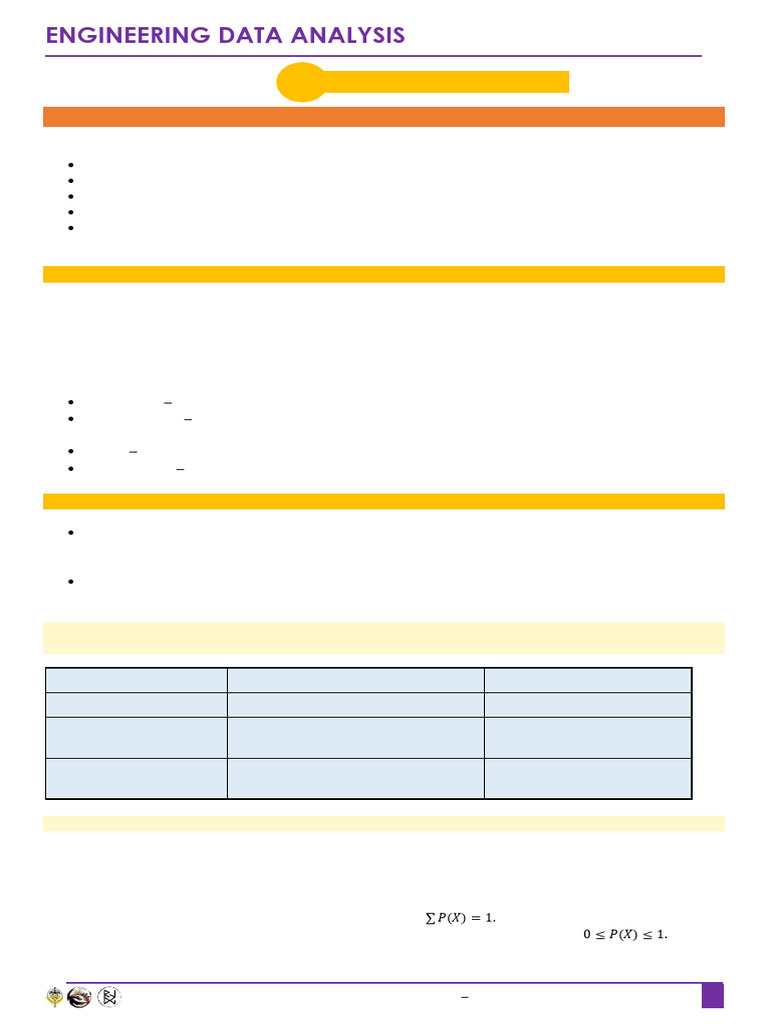 Engineering Data Analysis: Random Variables | PDF | Random Variable ...