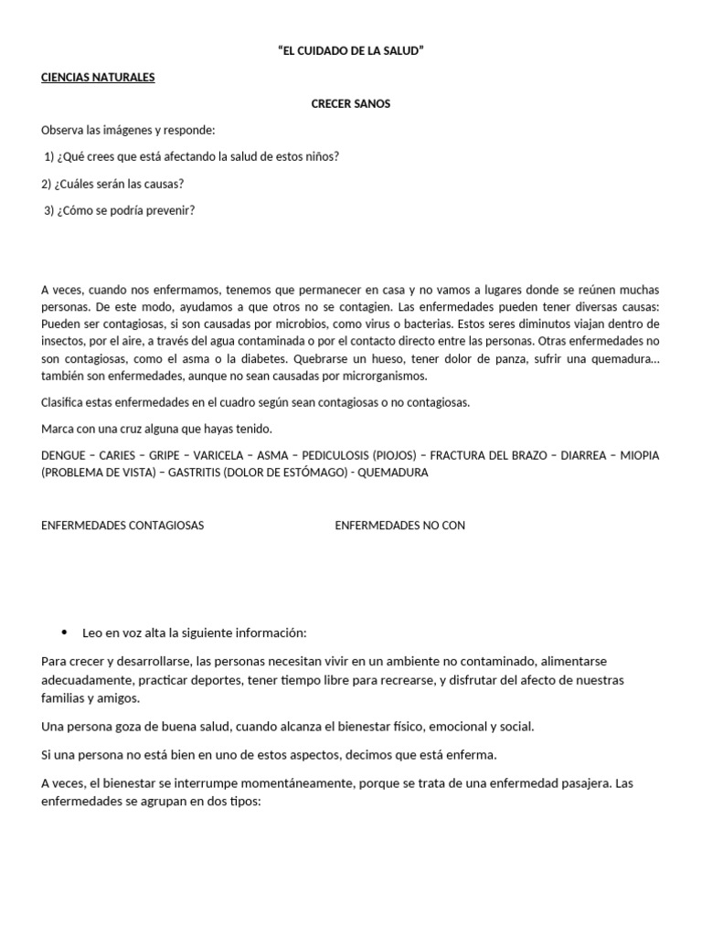 El Cuidado de La Salud | PDF | Alimentos | Enfermedades y trastornos