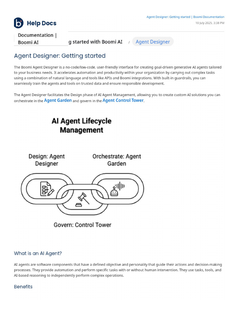 Boomi AI Agent Designer Overview | PDF