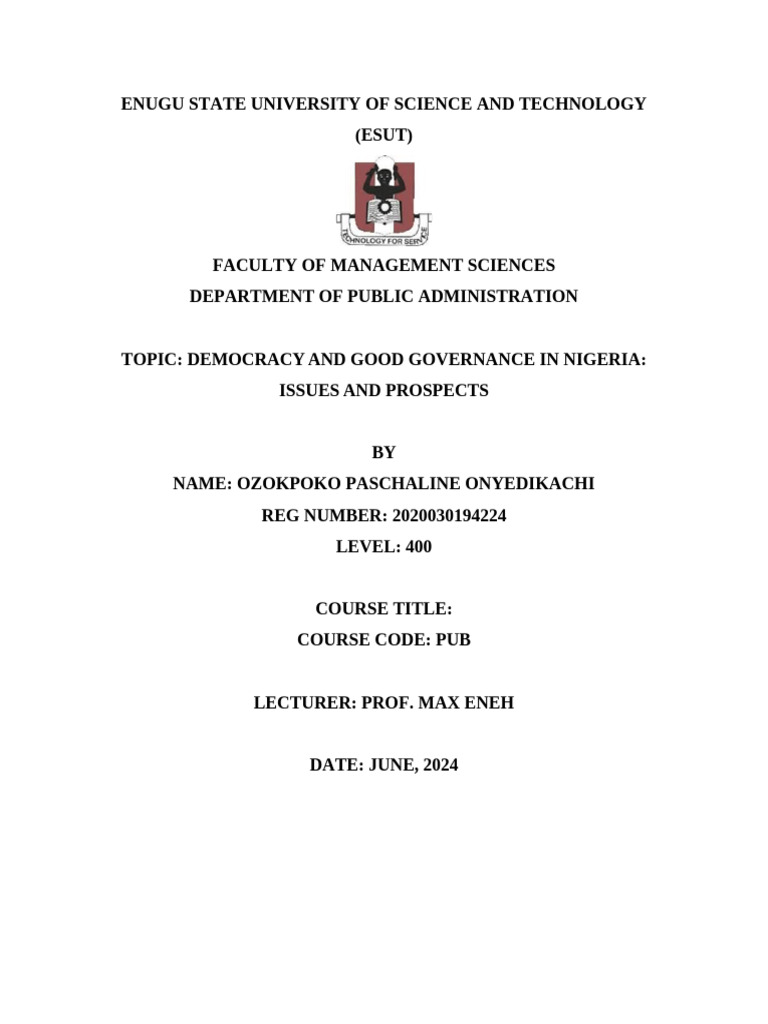Democracy and Governance Challenges in Nigeria | PDF | Good Governance ...