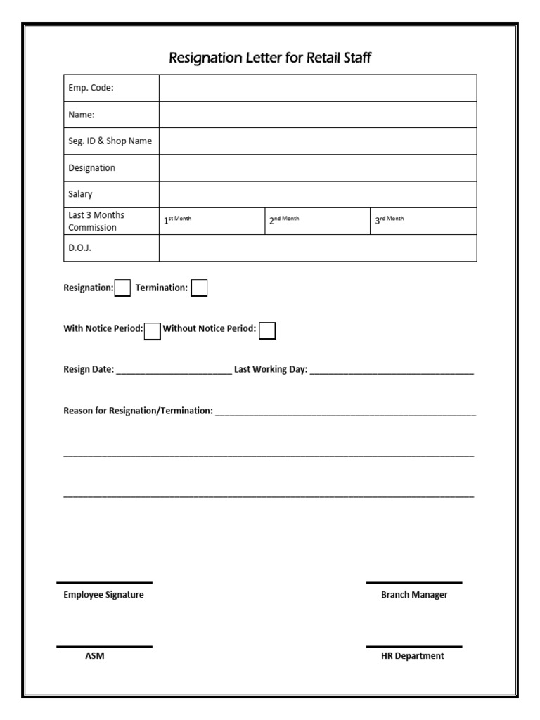 Retail Employee Resignation Template | PDF