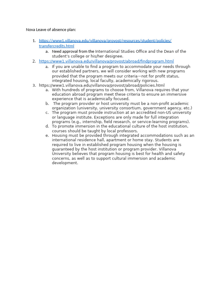 Nova Leave of Absence Plan | PDF
